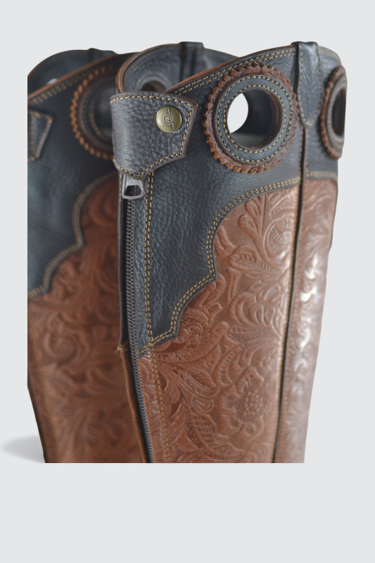 Kermit dark brown flower cotto