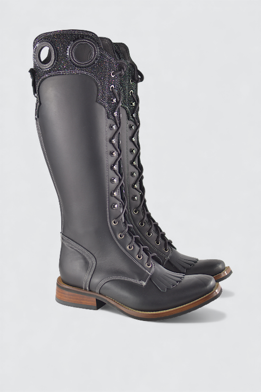 Vernon calfskin black glitter