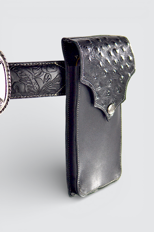 PORTA TELEFONO OSTRICH BLACK