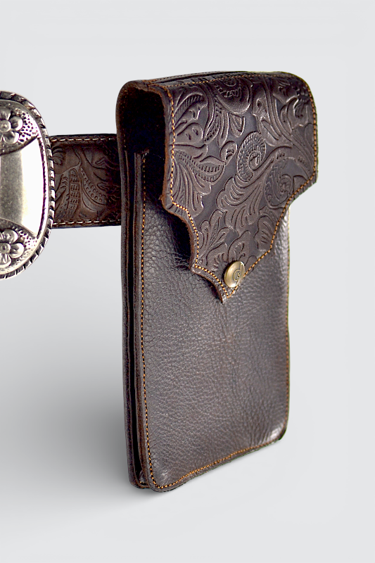 PHONE HOLDER FLOWER DARK BROWN