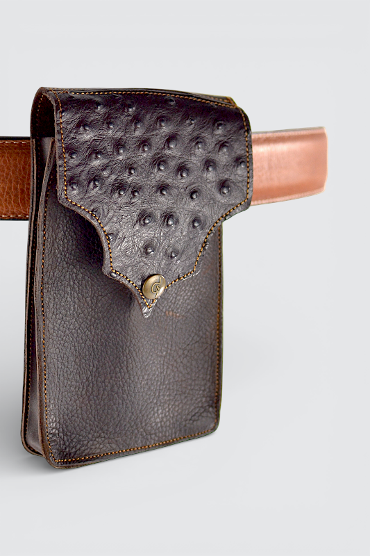 PHONE HOLDER OSTRICH DARK BROWN