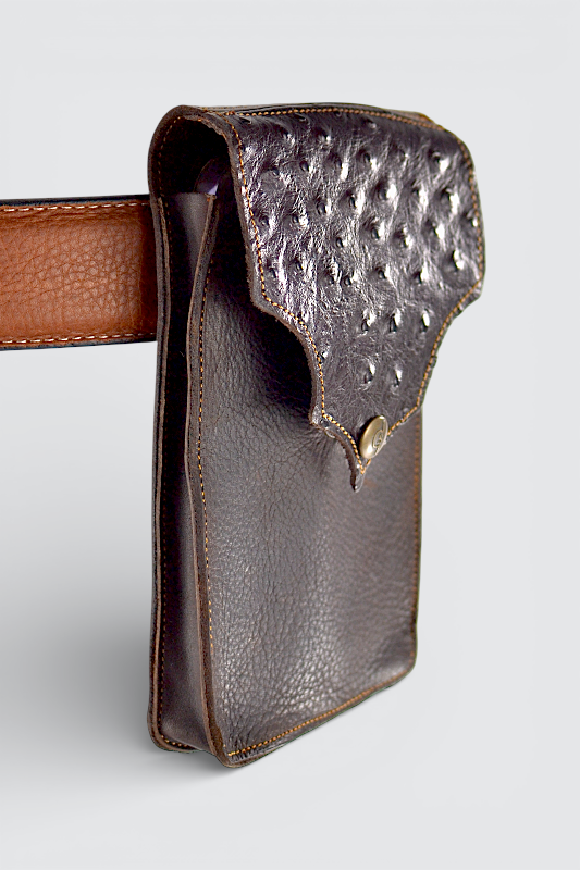 PORTA TELEFONO OSTRICH BROWN