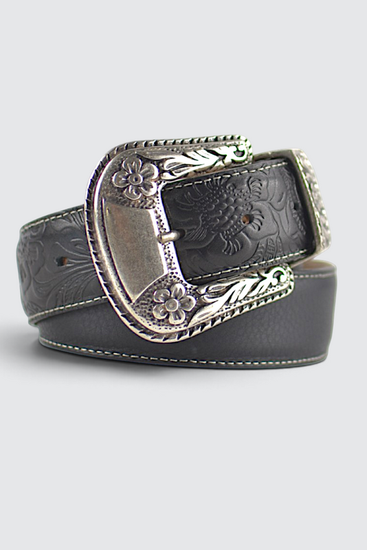 Belt western flower black