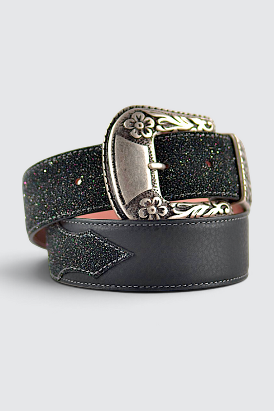 Belt western glitter black