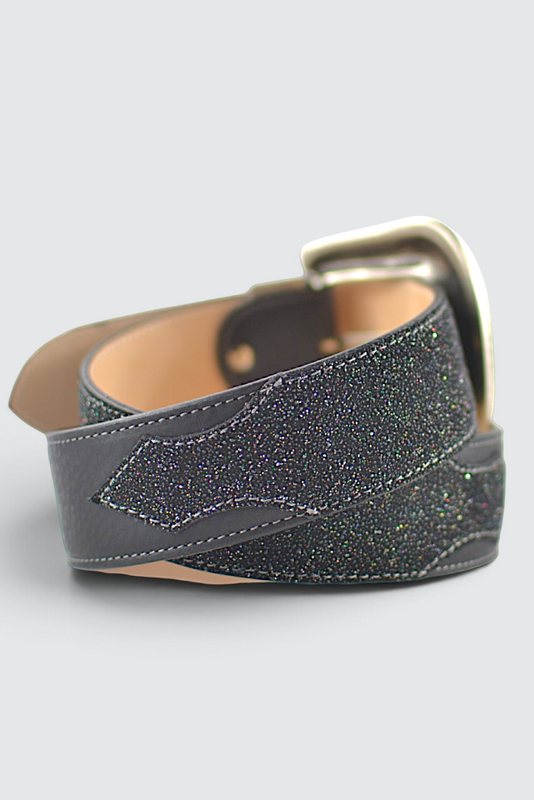 Belt western glitter black